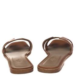 Hermes Brown Leather Oran Flats Size 41