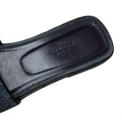 Hermés Black Crystal Embellished Suede Oran Sandals Size 39