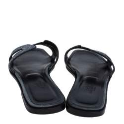 Hermés Black Crystal Embellished Suede Oran Sandals Size 39
