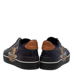 Pre Owned Hermes Black Leather Voltage Jungle Love Print Low Top Sneakers Size 39.5