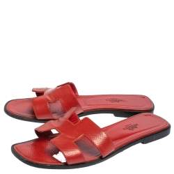 Pre Owned  حذاء فلات هيرمس برايس أوران جلد إبسوم مقاس 38