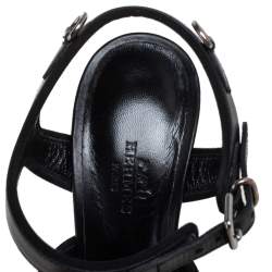 Pre Owned Hermes Black Leather Collier De Chien Sandals Size 38