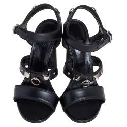 Pre Owned Hermes Black Leather Collier De Chien Sandals Size 38