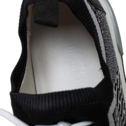 Hermes Black/White Suede And Knit Fabric Addict Sneakers Size 37