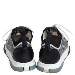Hermes Black/White Suede And Knit Fabric Addict Sneakers Size 37