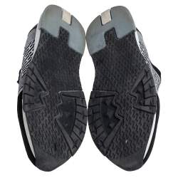 Hermes Black/White Suede And Knit Fabric Addict Sneakers Size 37