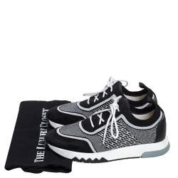 Hermes Black/White Suede And Knit Fabric Addict Sneakers Size 37