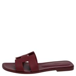 مملوكة مسبقًا Hermes Rogue H Epsom Leather Oran Sandals Size 39.5