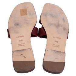 مملوكة مسبقًا Hermes Rogue H Epsom Leather Oran Sandals Size 39.5