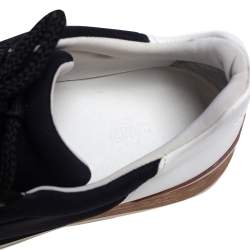 Pre Owned Hermés Navy Blue/White Fabric And Leather Miles Low Top Sneakers Size 40