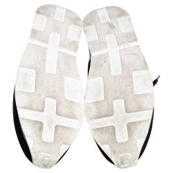 Pre Owned Hermés Navy Blue/White Fabric And Leather Miles Low Top Sneakers Size 40