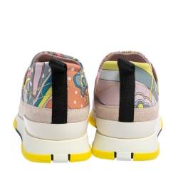 Hermes Multicolor Print Canvas and Suede Stadium Low Top Sneakers Size 37