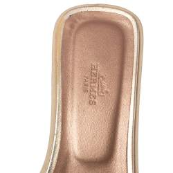 Pre Owned Hermes Metallic Gold Python Leather Oran Sandals Size 39.5