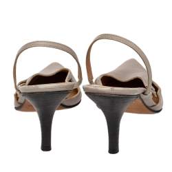 Hermes Grey Leather Pointed Toe Silngback Sandals Size 37.5