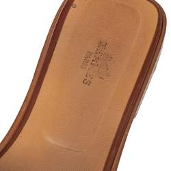 Pre Owned Hermes Brown Leather Oran Flat Sandals Size 39.5