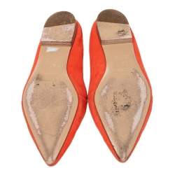 Hermes Orange Suede Logo Embroidered Pointed Toe Smoking Slippers Size 41