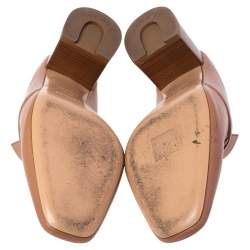 Pre Owned Hermes Brown Leather Blossom Mules Size 40.5