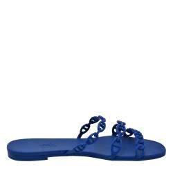 مملوكة مسبقًا Hermes Blue Rubber D'ancre Chaine Rivage Flat Sandals EU 40