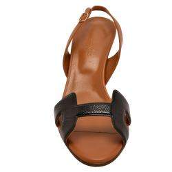 مملوكة مسبقًا Hermes Brown Leather Night Slingback Sandals Size EU 39