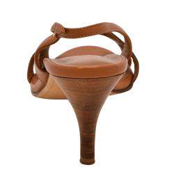 مملوكة مسبقًا Hermes Brown Leather Night Slingback Sandals Size EU 39