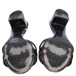 Pre Owned Hermes Black Velvet Oasis Slide Sandals Size 39