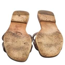 Pre Owned Hermés Bronze Leather Oran Sandals Size 39