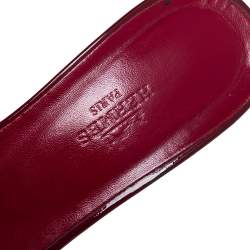 Hermes Red Patent Leather View Slide Sandals Size 37.5