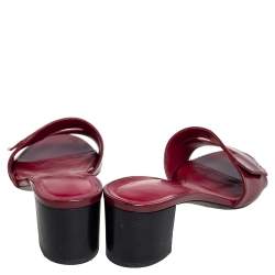 Hermes Red Patent Leather View Slide Sandals Size 37.5