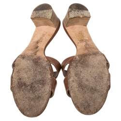 Pre Owned Hermes Brown Leather Oasis Slide Sandals Size 41