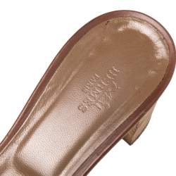 Pre Owned Hermes Brown Leather Oasis Slide Sandals Size 41