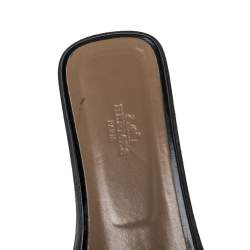 Hermes Black Patent Leather Oran Slide Flats Size 40.5