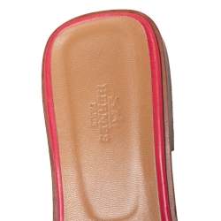 Hermes Pink Leather Oran Slide Flats Size 40.5