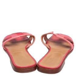 Hermes Pink Leather Oran Slide Flats Size 40.5