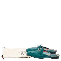 Hermes Green Leather Palladium Plated Oz  Flat Mules Size 40