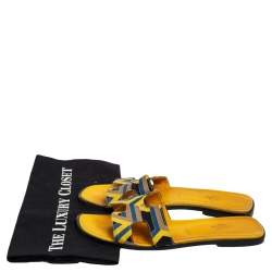 مملوكة مسبقًا Hermes Multicolor Fabric Oran Flats Size 40