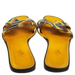 مملوكة مسبقًا Hermes Multicolor Fabric Oran Flats Size 40