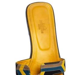 مملوكة مسبقًا Hermes Multicolor Fabric Oran Flats Size 40