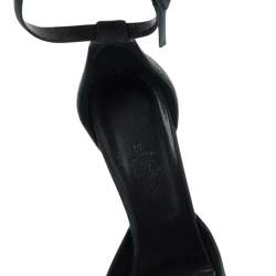 Pre Owned Hermes Blue Suede and Glitter Ankle Strap Sandals Size 38.5