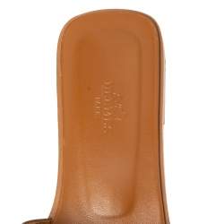 Pre Owned Hermes Brown Leather Oran Flat Sandals Size 39