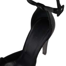 Pre Owned Hermes Black Suede Embellished Ankle Strap Sandals Size 38.5