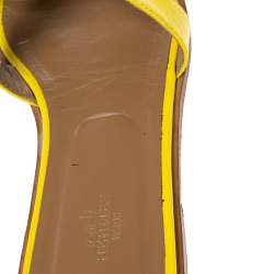 Pre Owned Hermes Yellow  Leather Oran Flat Sandals Size 40