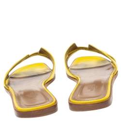 Pre Owned Hermes Yellow  Leather Oran Flat Sandals Size 40