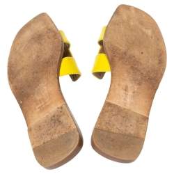 Pre Owned Hermes Yellow  Leather Oran Flat Sandals Size 40