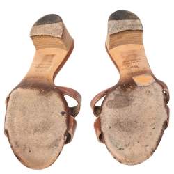Pre Owned Hermes Brown Leather Oasis Sandals Size 36.5