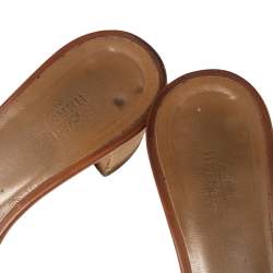 Pre Owned Hermes Brown Leather Oasis Sandals Size 36.5