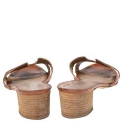 Pre Owned Hermes Brown Leather Oasis Sandals Size 36.5