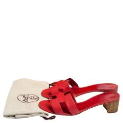 Hermes Rose Epsom Leather Oasis Slide Sandals Size 38