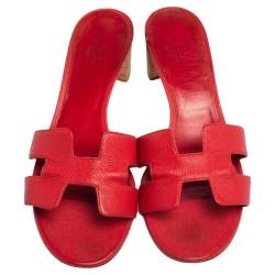 Hermes Rose Epsom Leather Oasis Slide Sandals Size 38