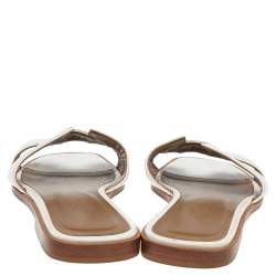Pre Owned Hermes White Leather Oran Flats Sandals Size 37