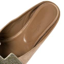 Hermes Beige Suede Roxane Mules Size 38